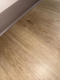 Grubby dirty floor. Not sure when the last time the vacuumed and mopped was but it sure wasn’t after the last person!