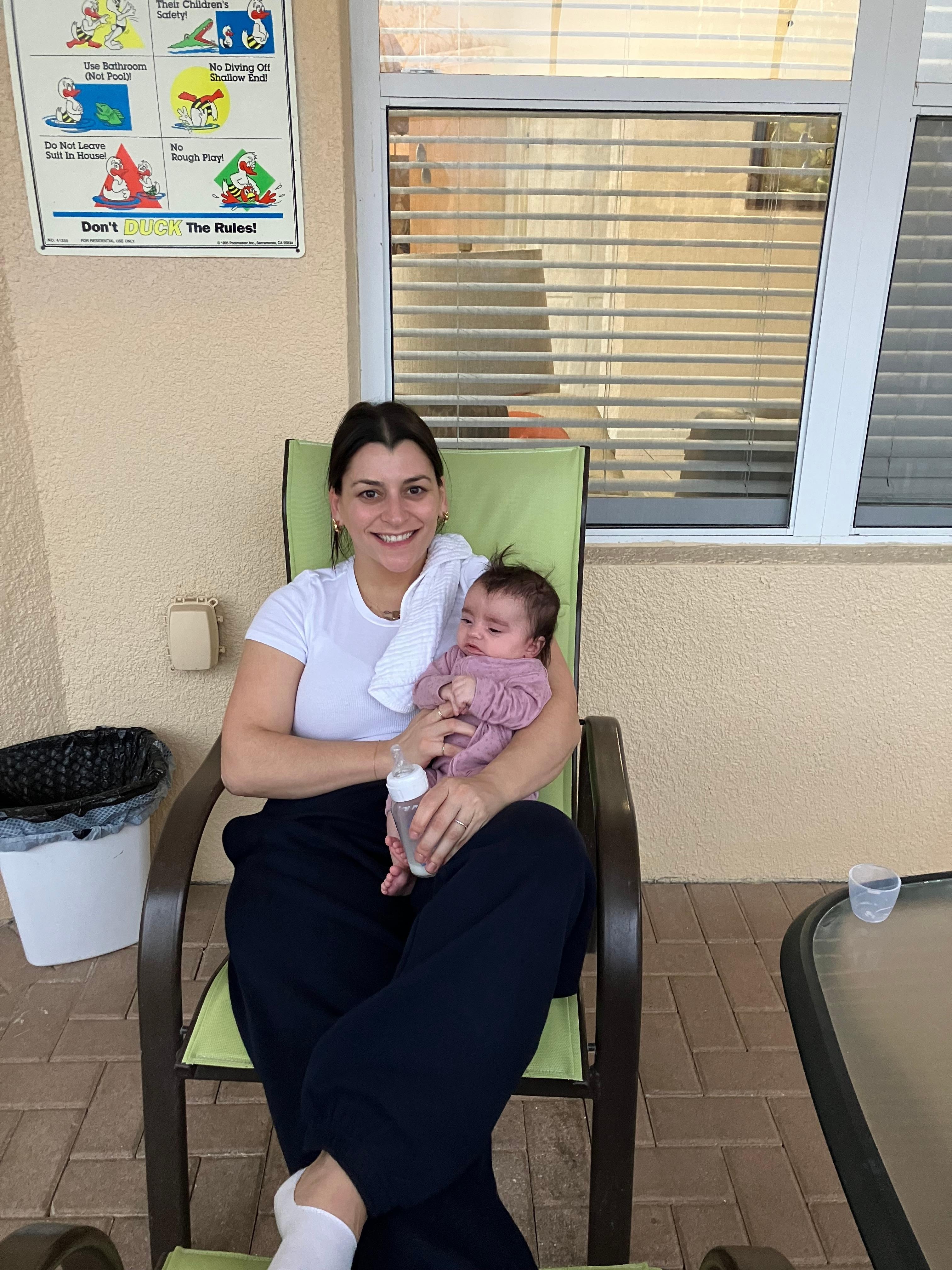 Mom n baby time outside in shade 