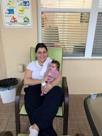 Mom n baby time outside in shade