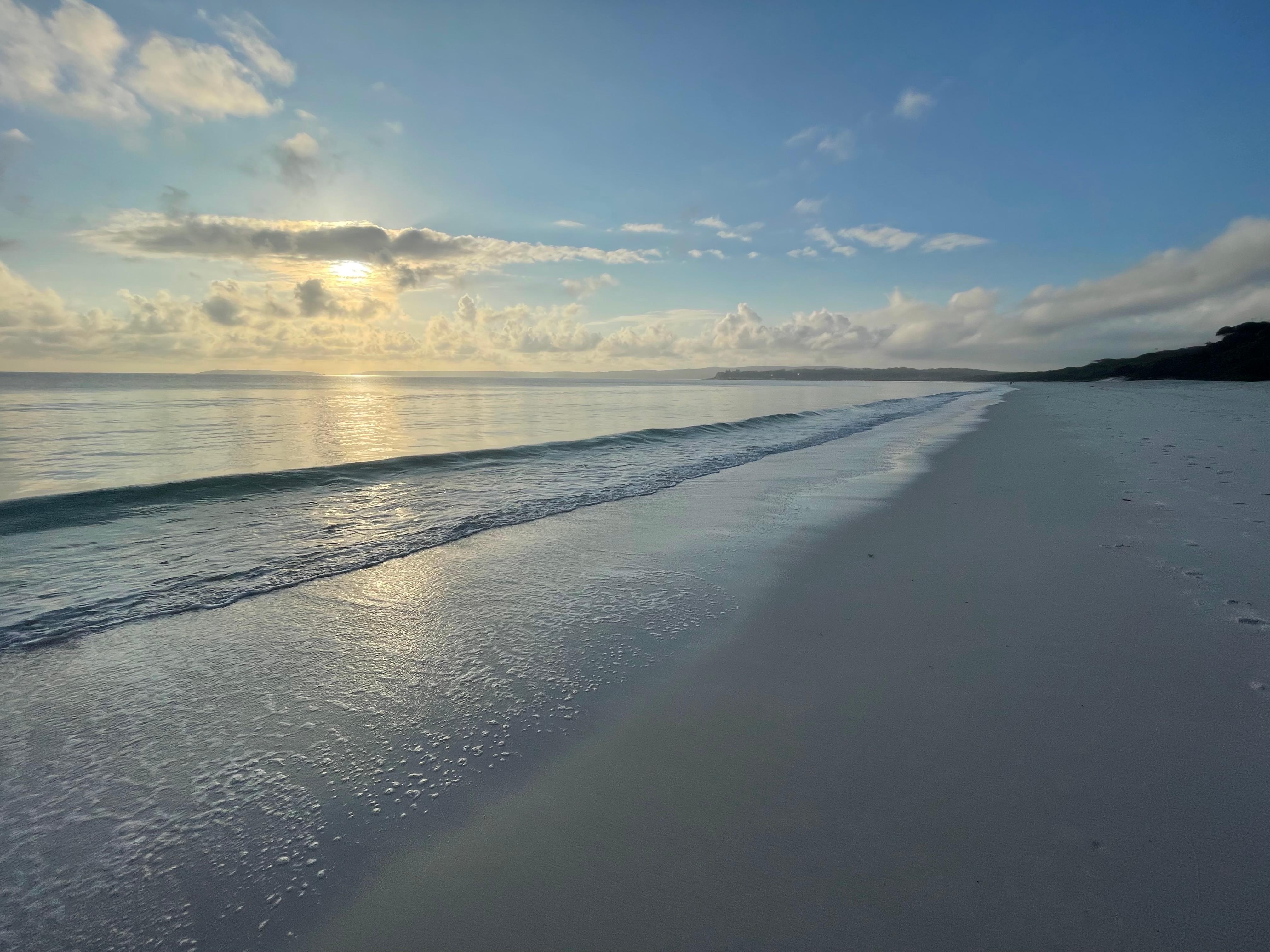 Morning walks on the whitest sand, stunning.