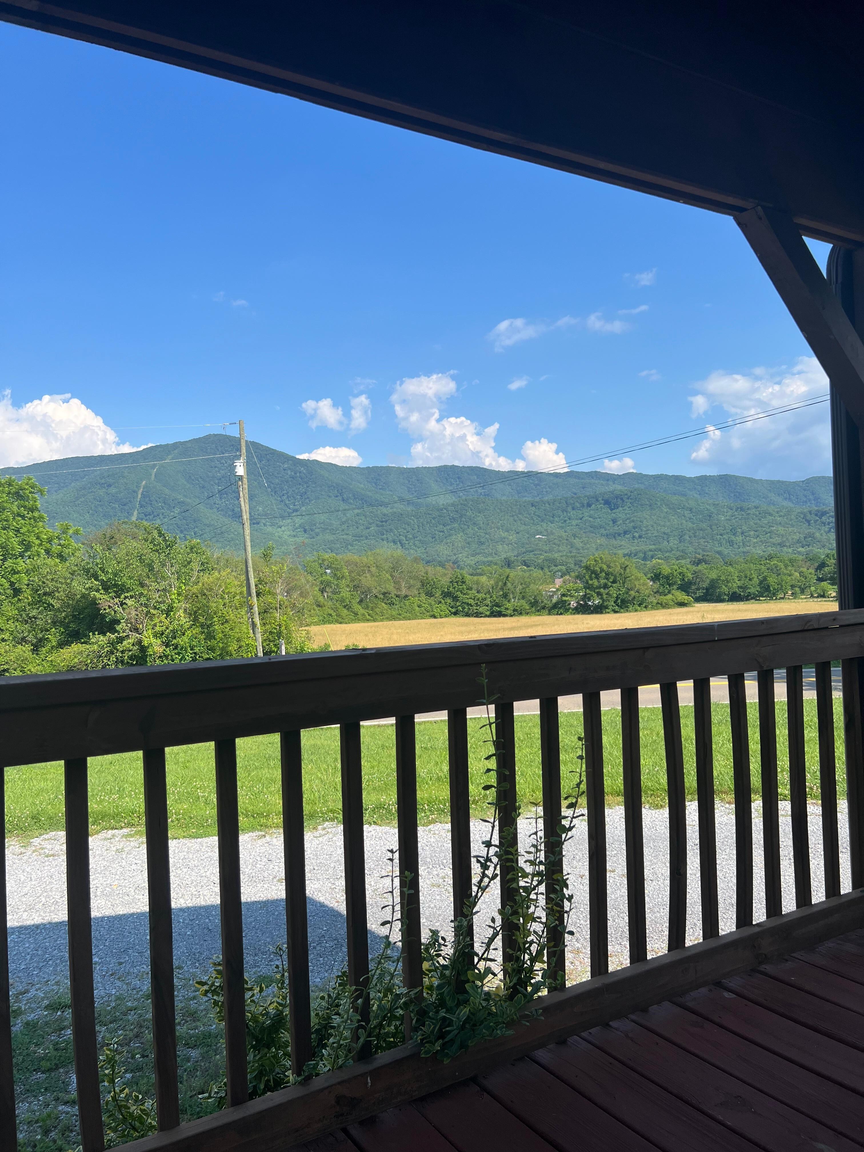 Front porch sitting drinking coffee