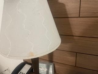 Lamp drawn on with glow-in-dark marker and stained