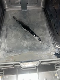 Inside the dishwasher- the water and mold moved all over and smelled.