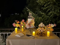Cake table on back deck.
