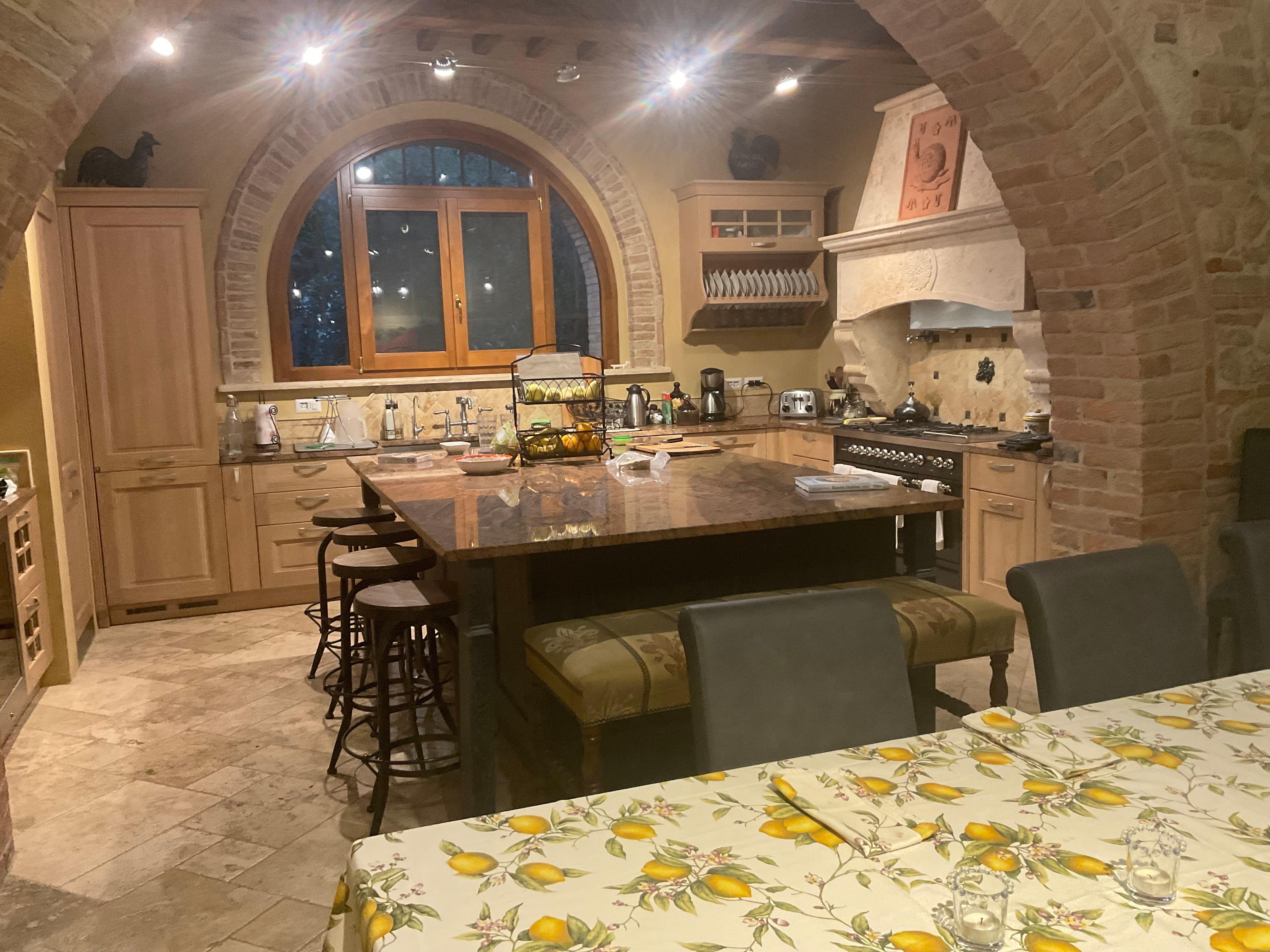 Kitchen and adjoining dining area can accommodate ten.