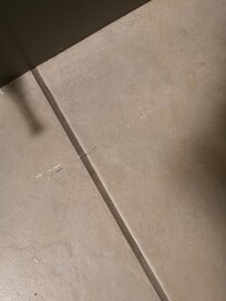 Hair on the bathroom floor in the first room