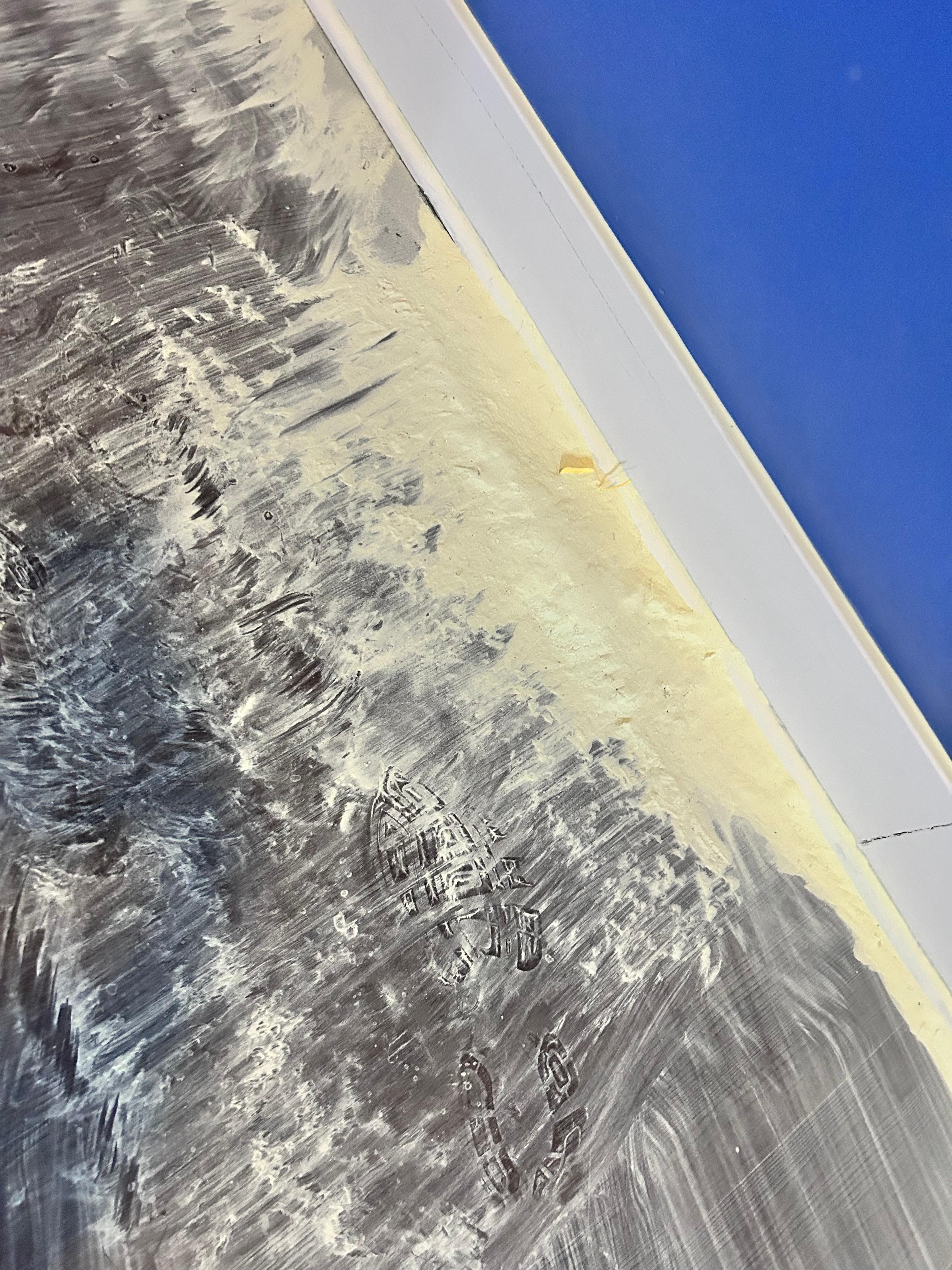 This is the aftermath of debris from the fire alarm in the hallways near a unit. Particles were escaping from this dust into our unit, maybe from the doorway. 