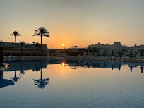 Sunset over the pool.