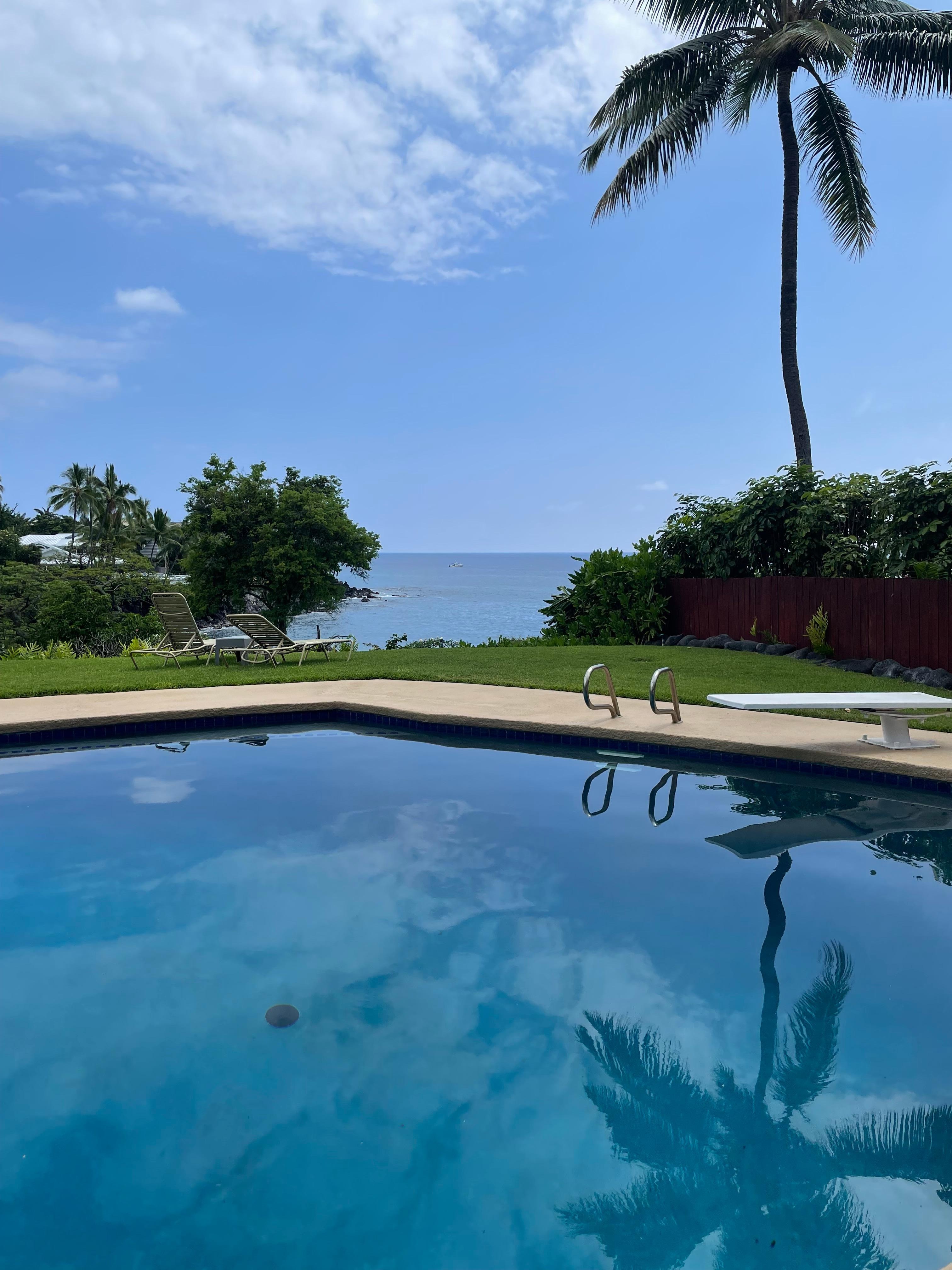 Pool with great view of the bay from West Suite
