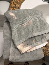 Extra towel I asked for covered in bleach stains