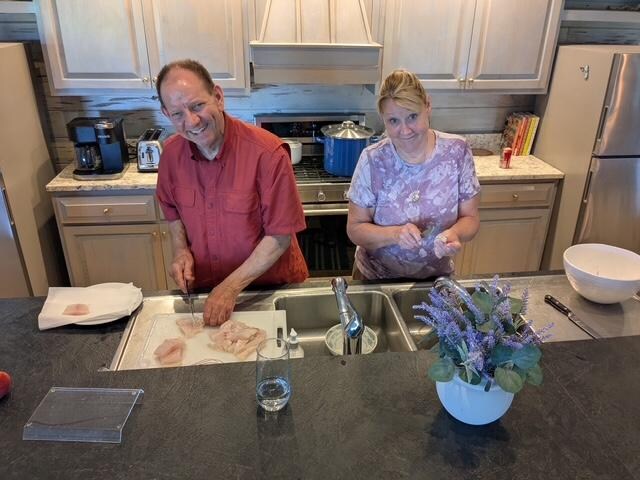 Making dinner in the awesome kitchen