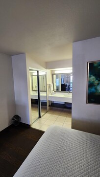 View of the closet and sink area