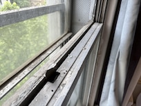 Filthy broken window