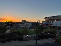 Sunrise from our Hampton Inn balcony, Beale Street on right.