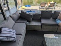 Great shaded seating area underneath the roof
