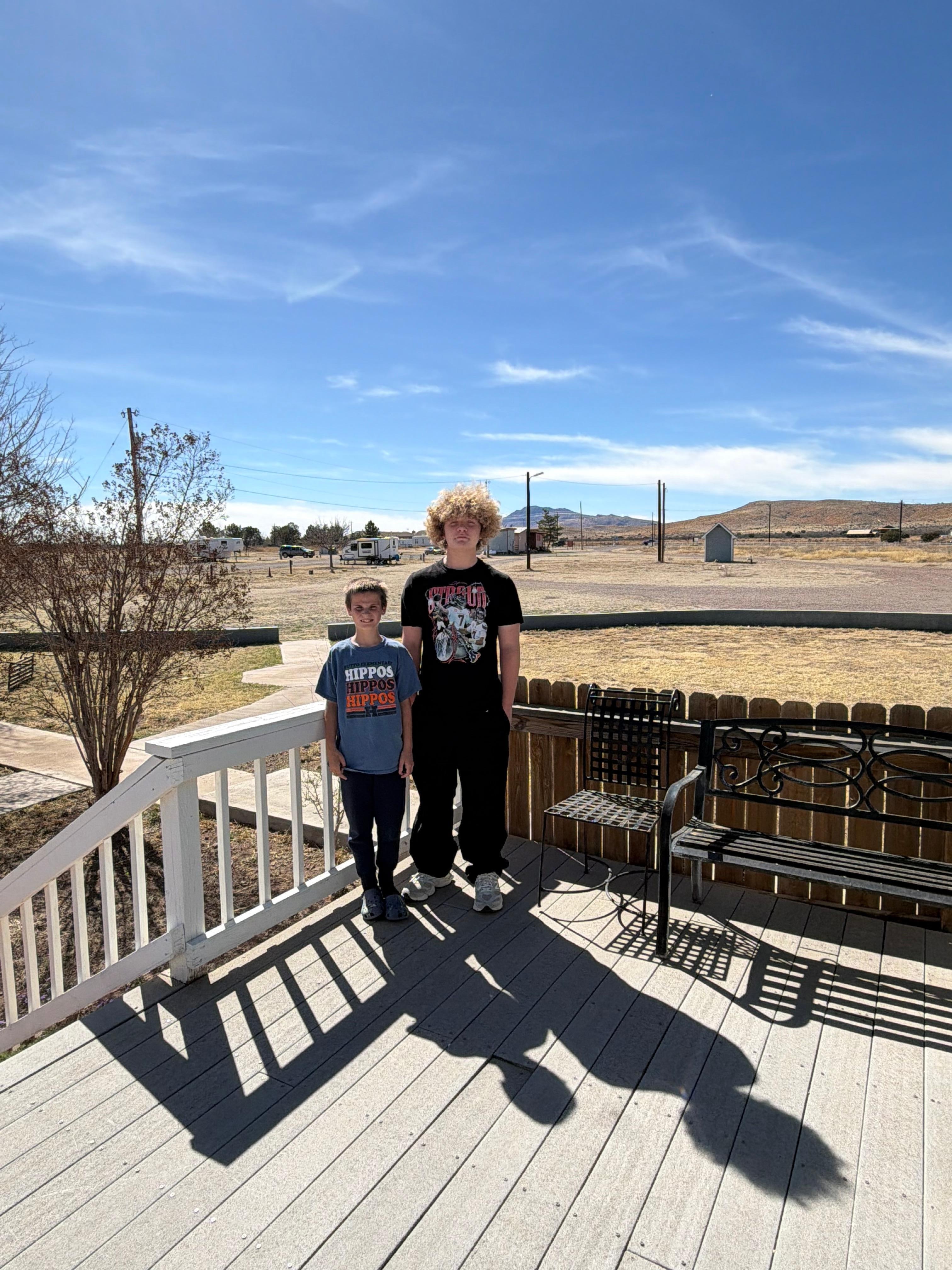 On our private deck. 