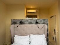 Not much separation from the bed and bathroom, but I was a solo traveler, so not a big deal.