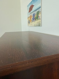 layer of dust on all of the surfaces
