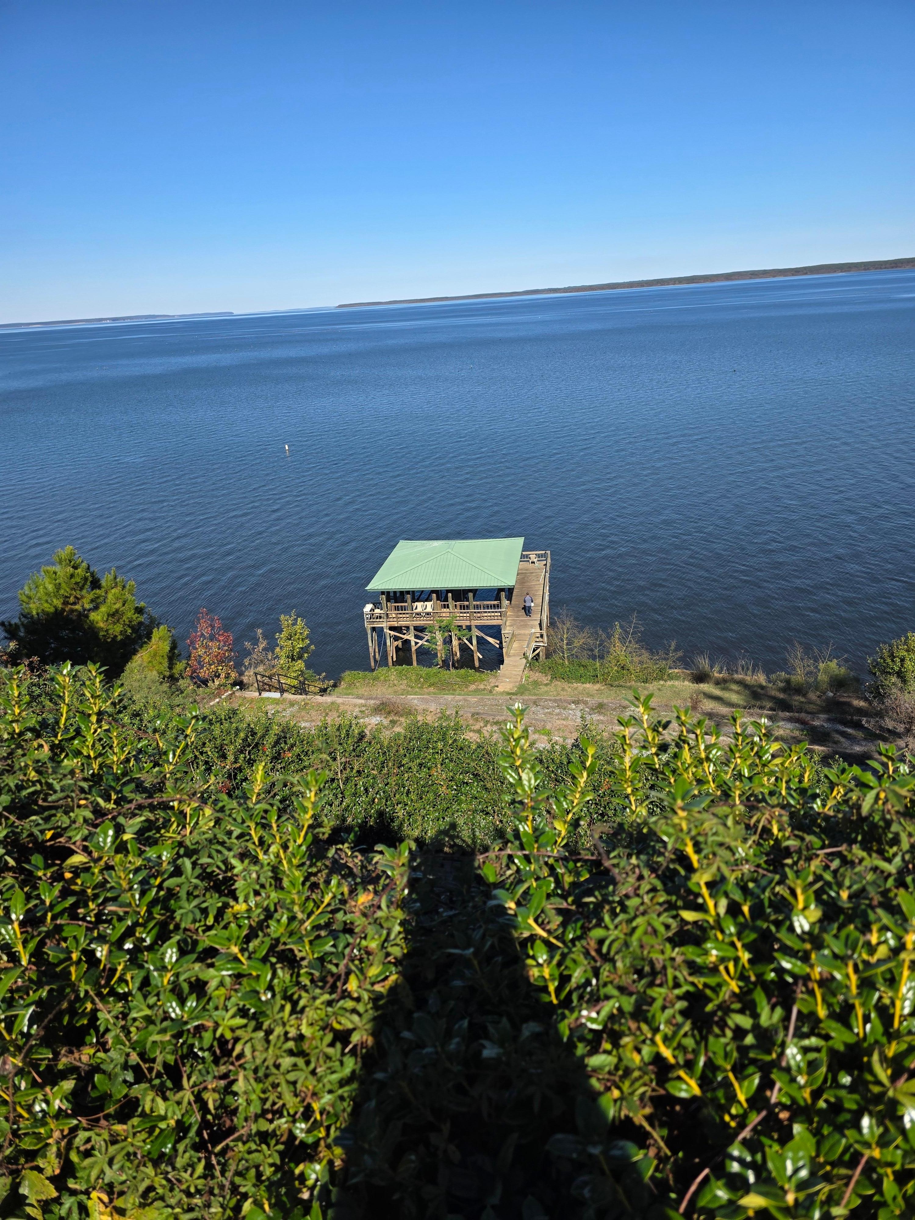 You can see here how far down dock is. Its a huge hill to climb on steep steps