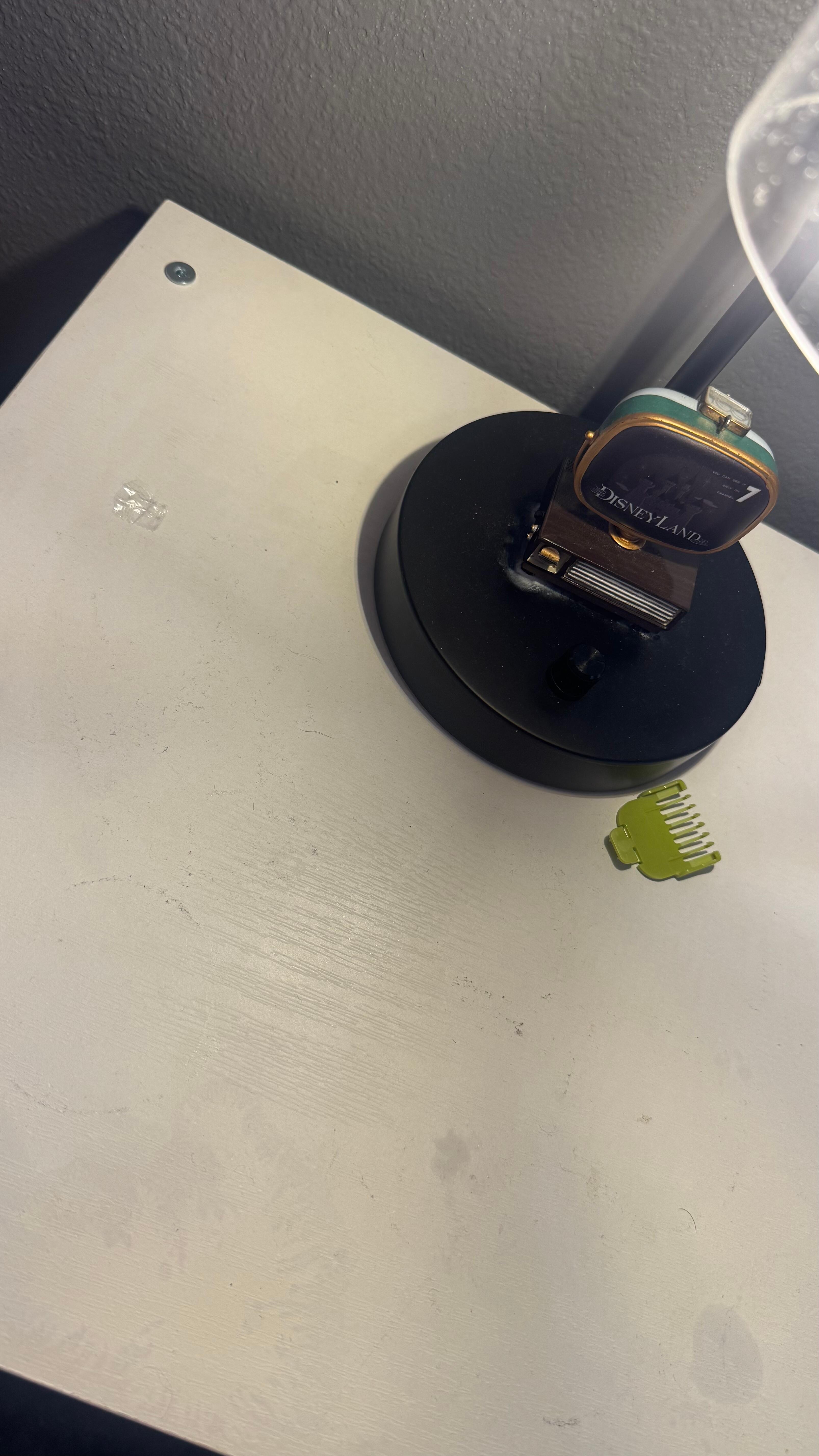 Trash left on nightstand 