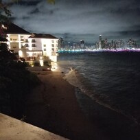 Night view of Panama City from Casco Viejo.