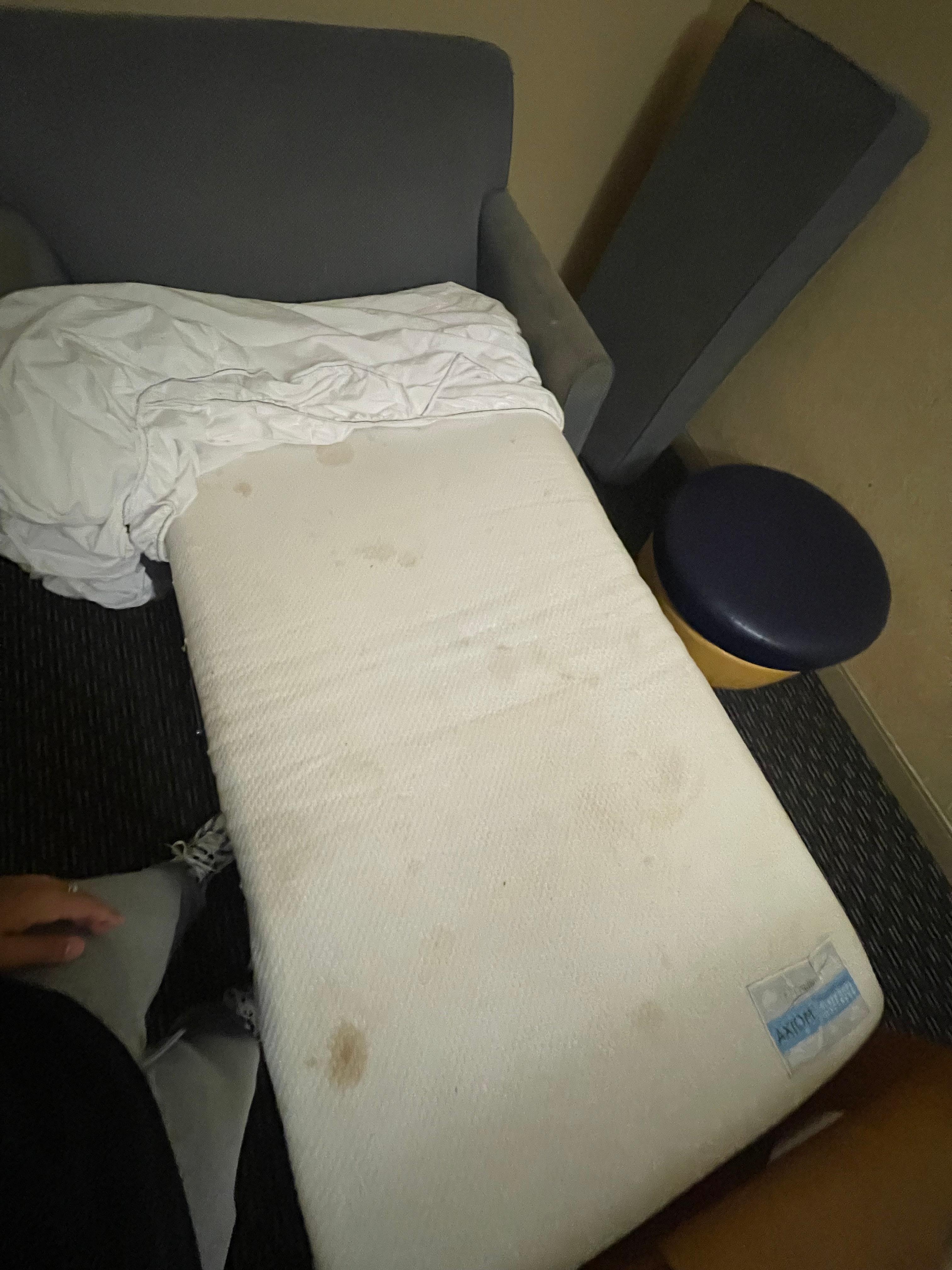 Look at the mattress where my youngest son was supposed to sleep