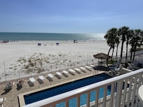 View from the balcony (community pool is right outside your window)