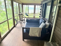 The double bed on the porch is very comfortable - lots of fresh air