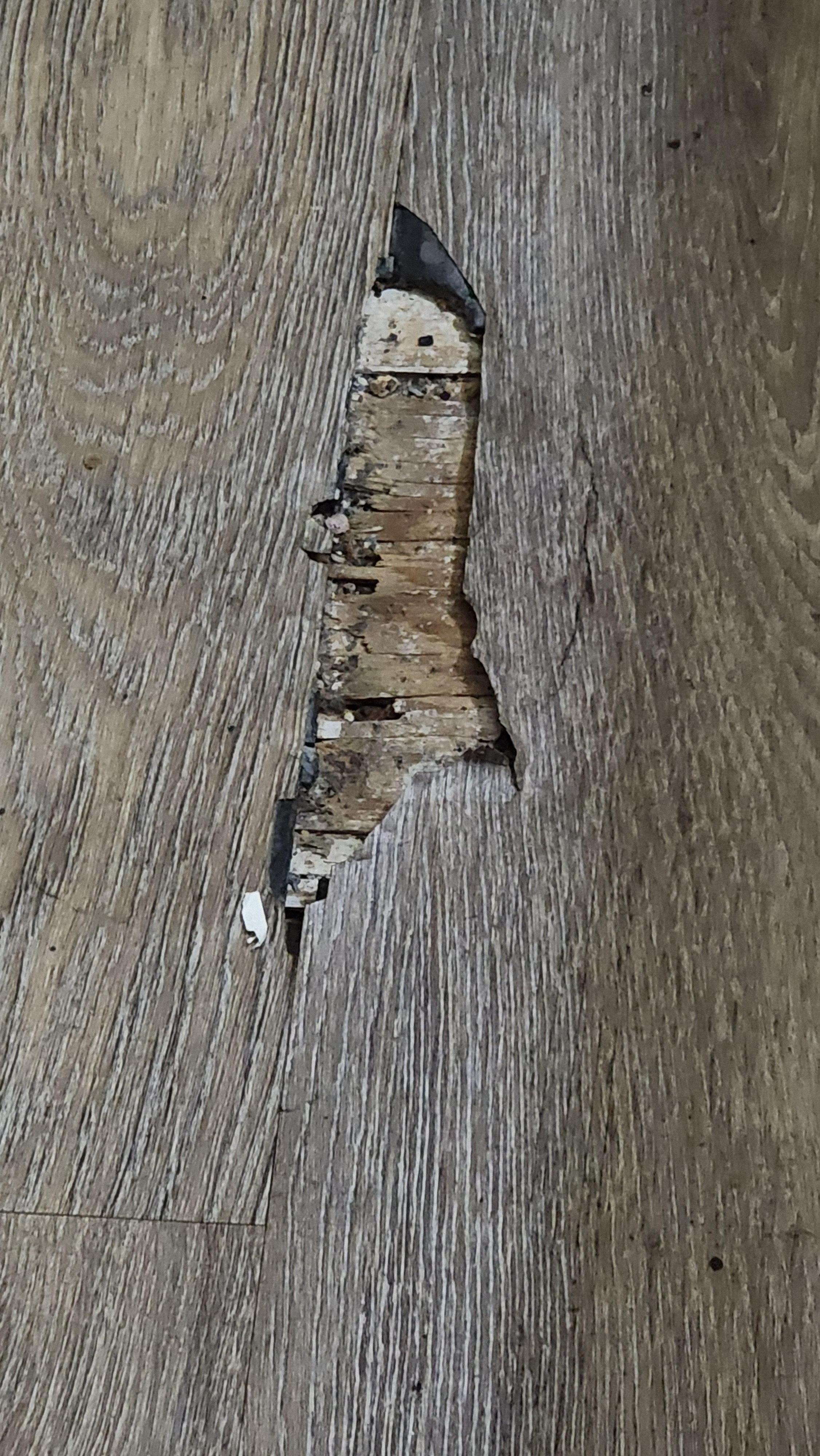 Photo of the hole in floor that was there when I arrived.