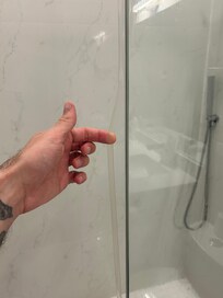 Broken shower door seal, and the glass door would hit the glass wall.