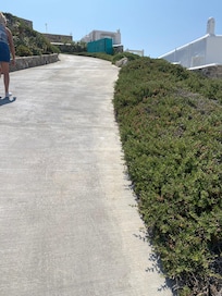 Steep driveway up to our room