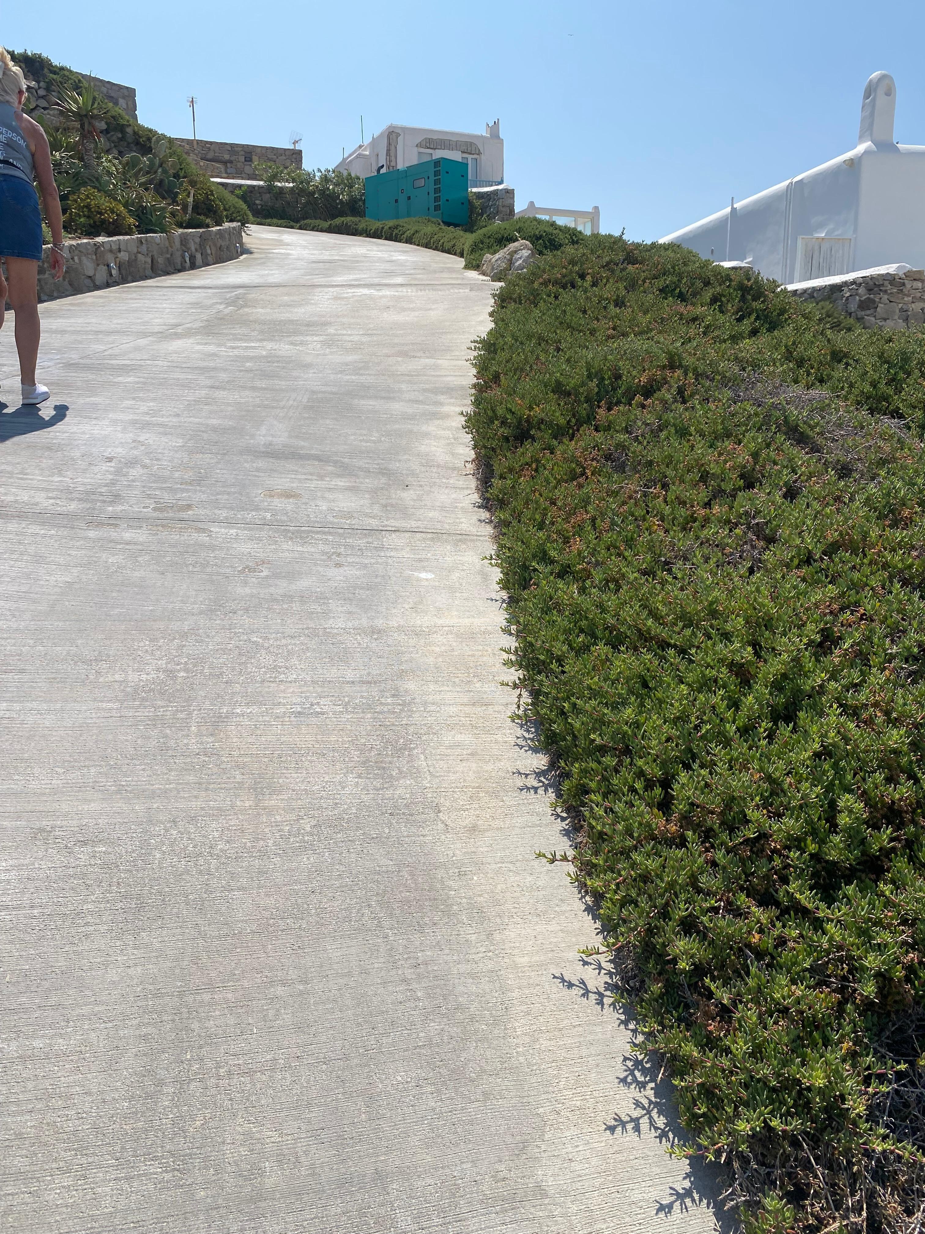 Steep driveway up to our room