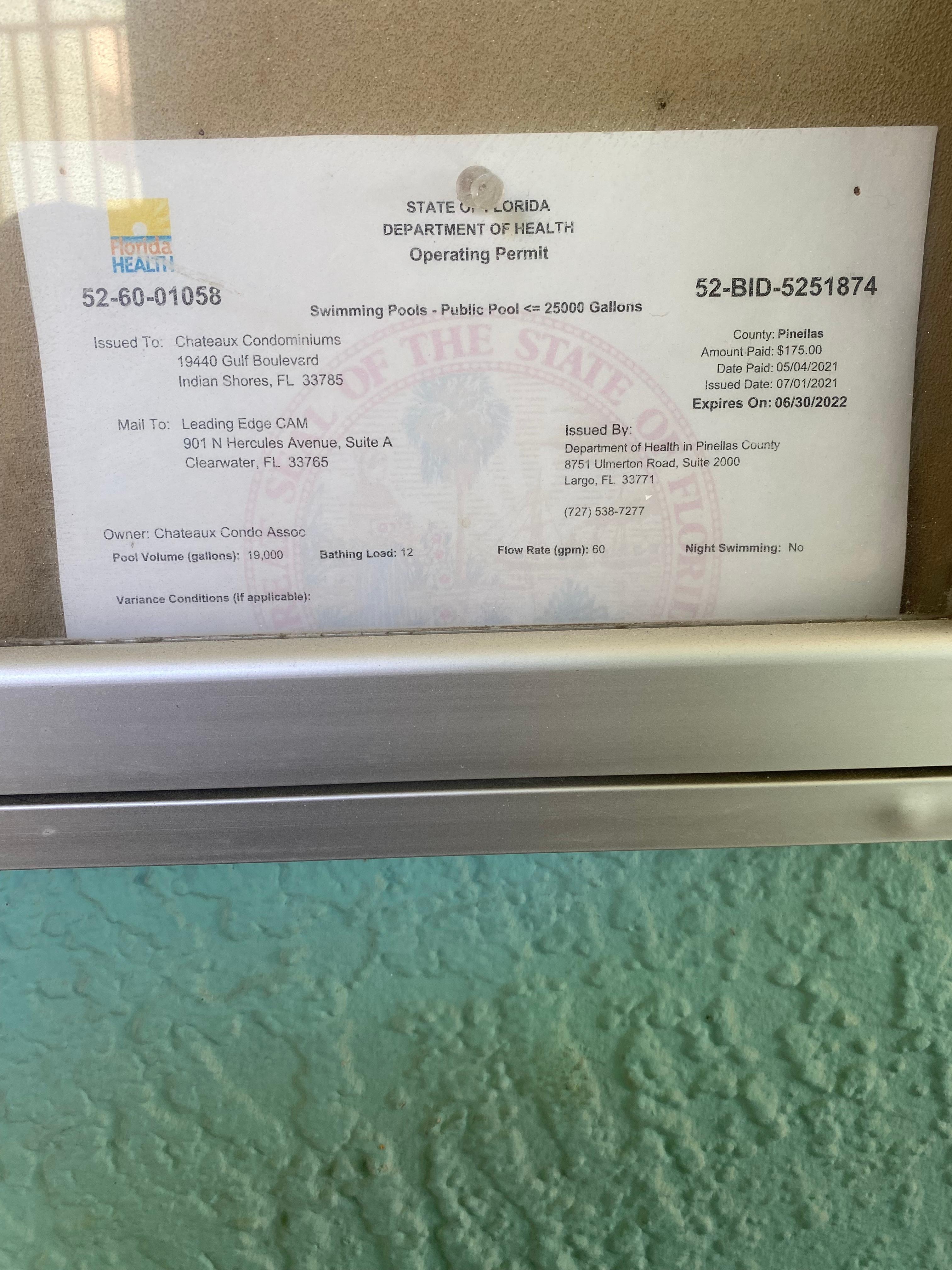 Pool was dirty and this certificate expired 2022