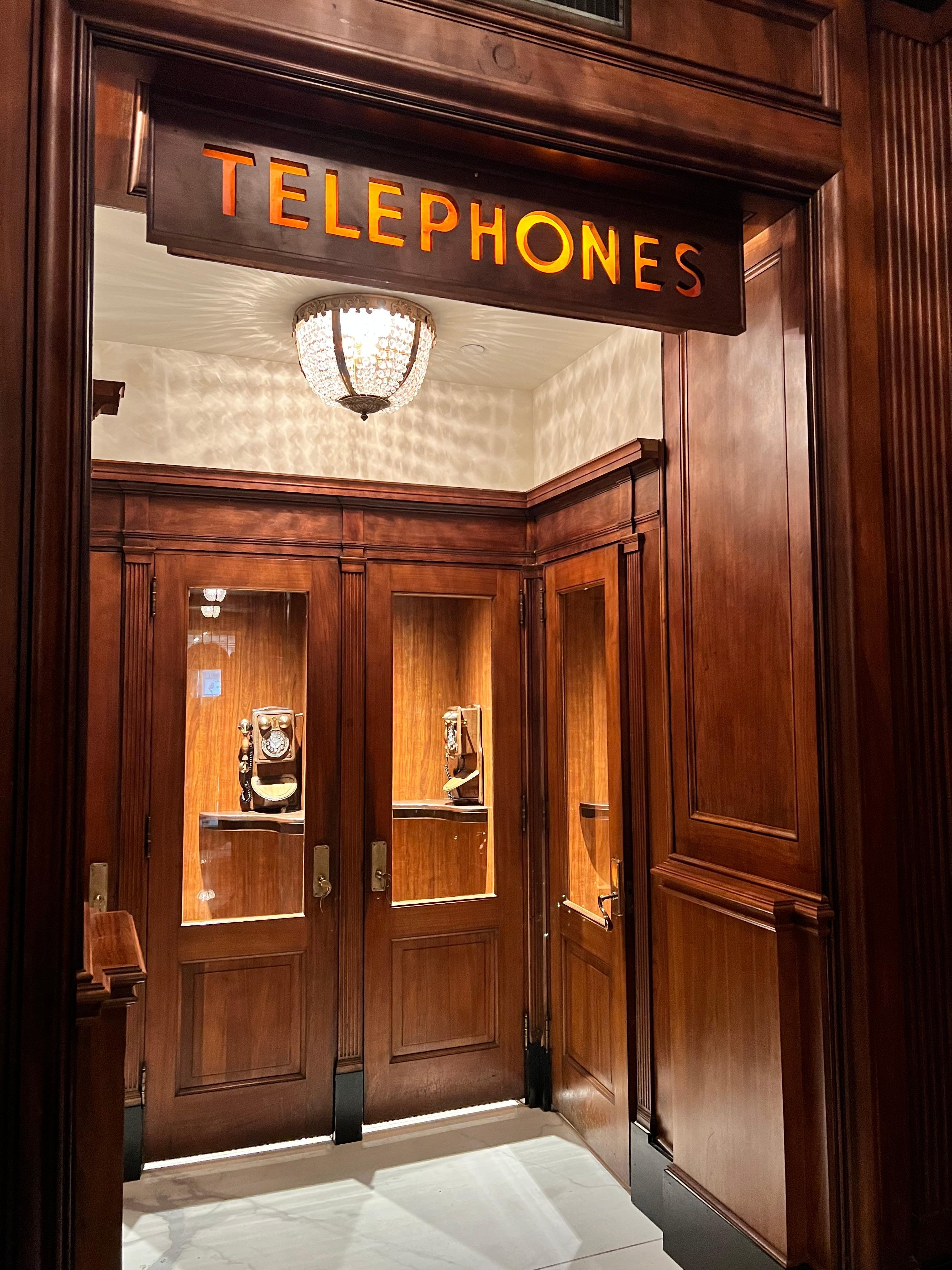 Old telephone booths located in the lobby 