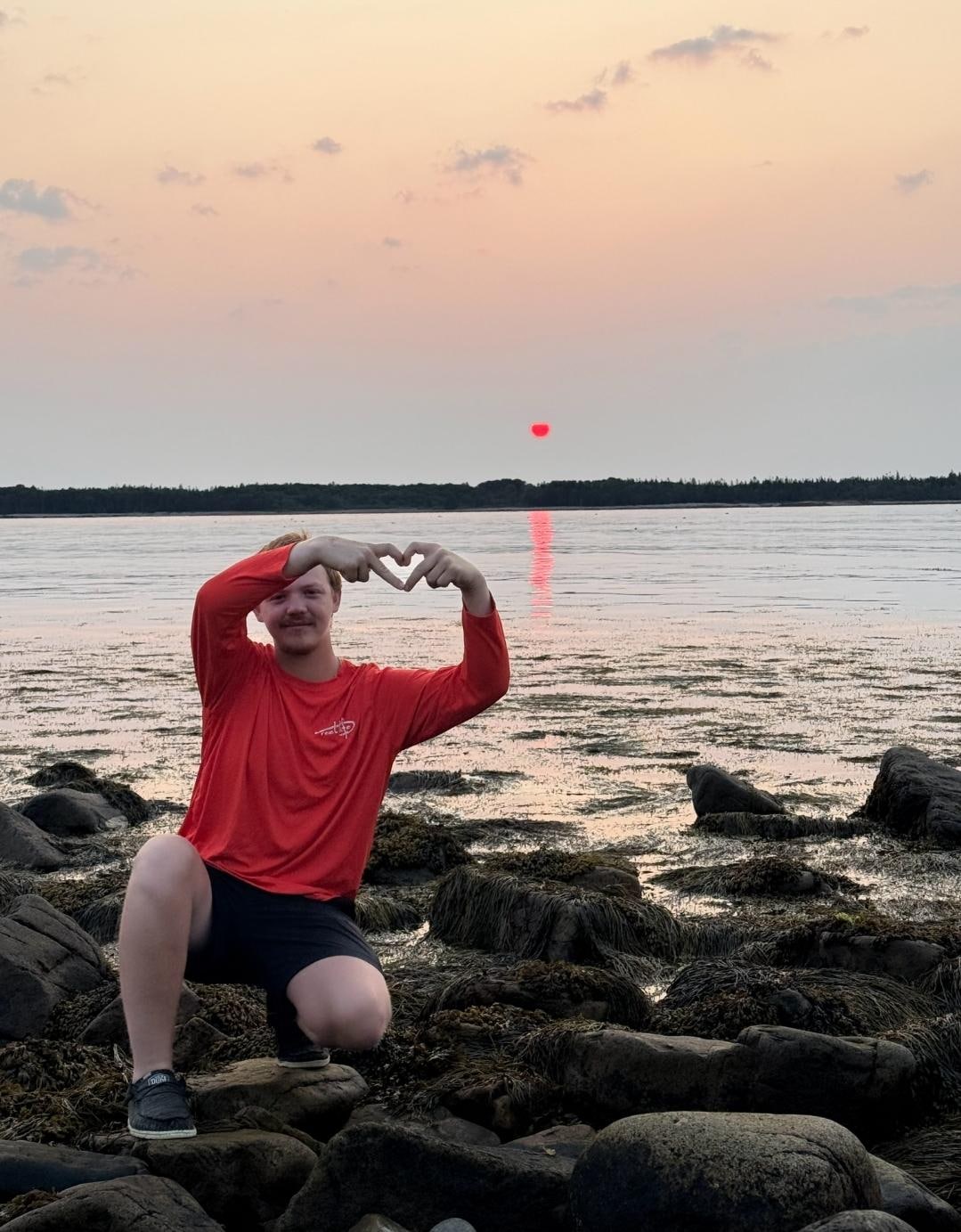 My son with the sunrise