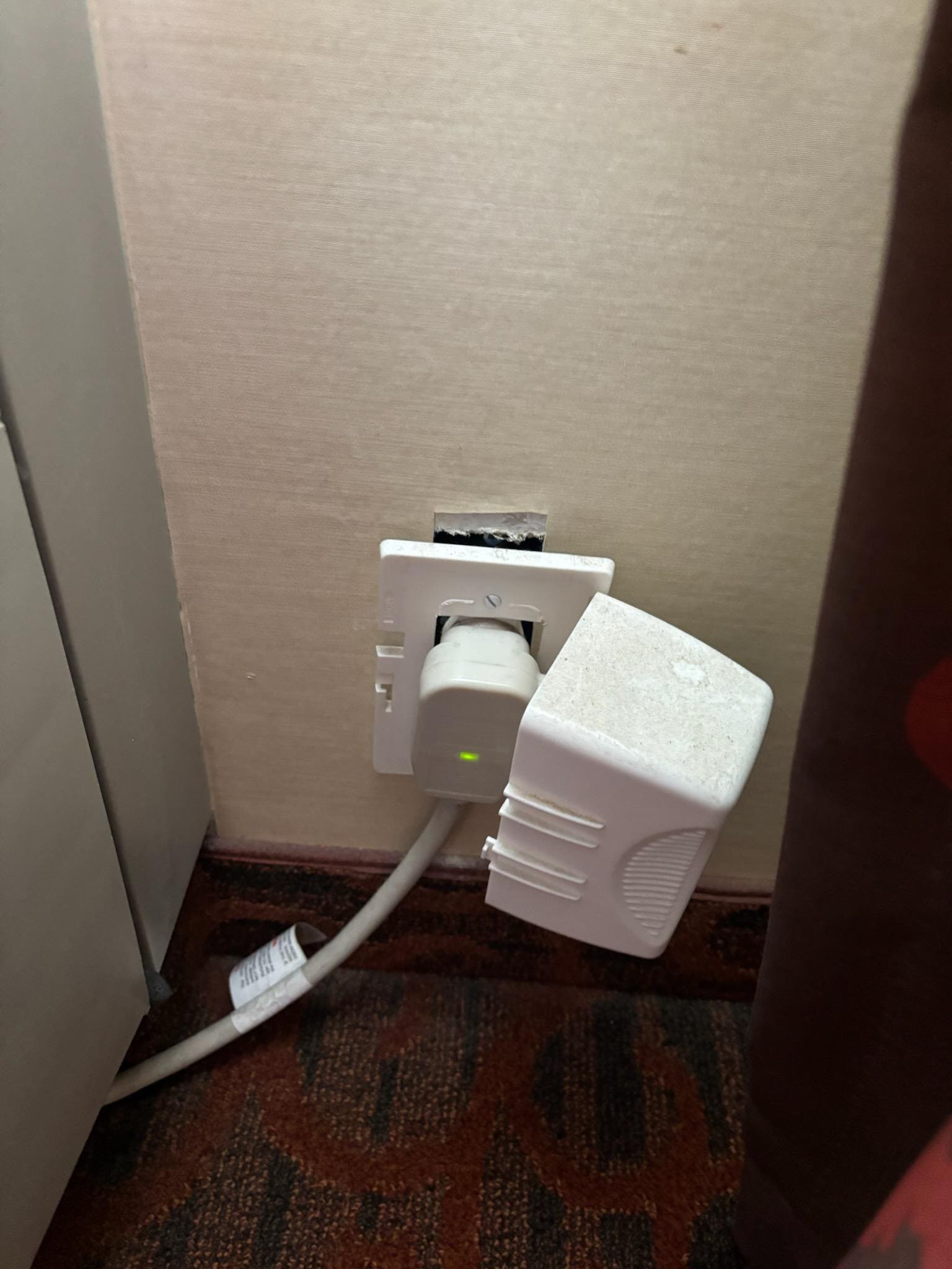 Broken outlet for A/C. I had to reset the breaker on the plug due to a short.