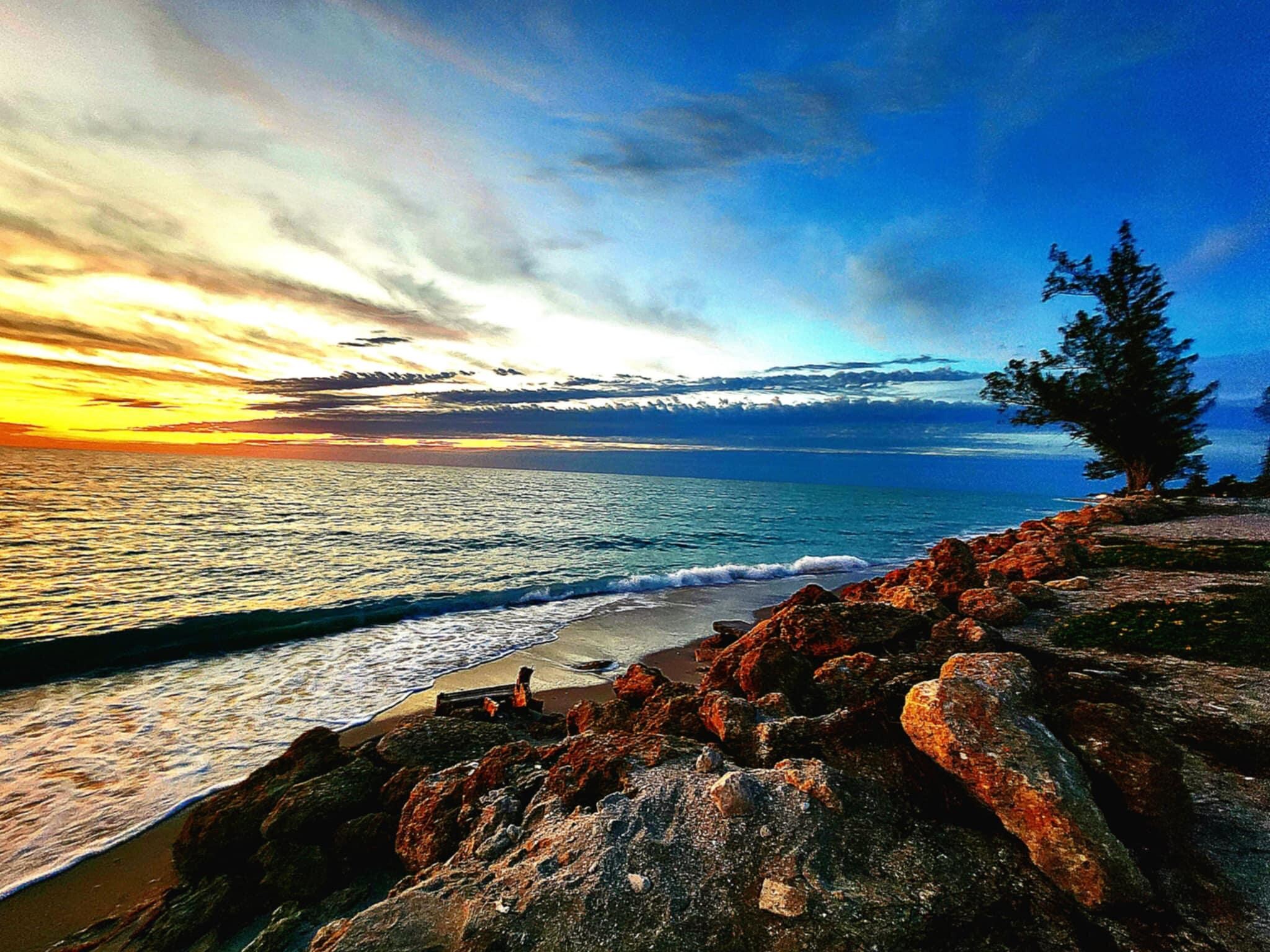 Sunset across the road