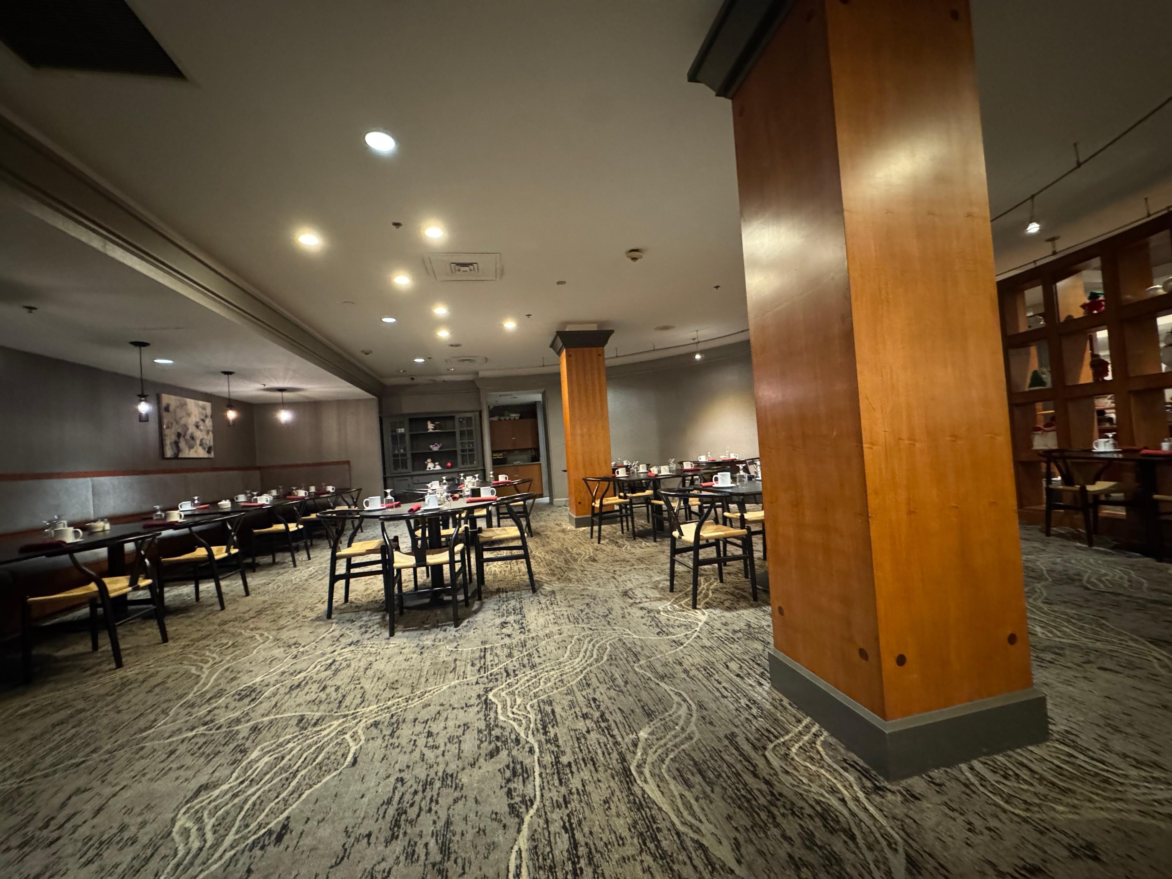 Another view of the dining part of the restaurant where it looks like they have a buffet when it’s during its busier season.