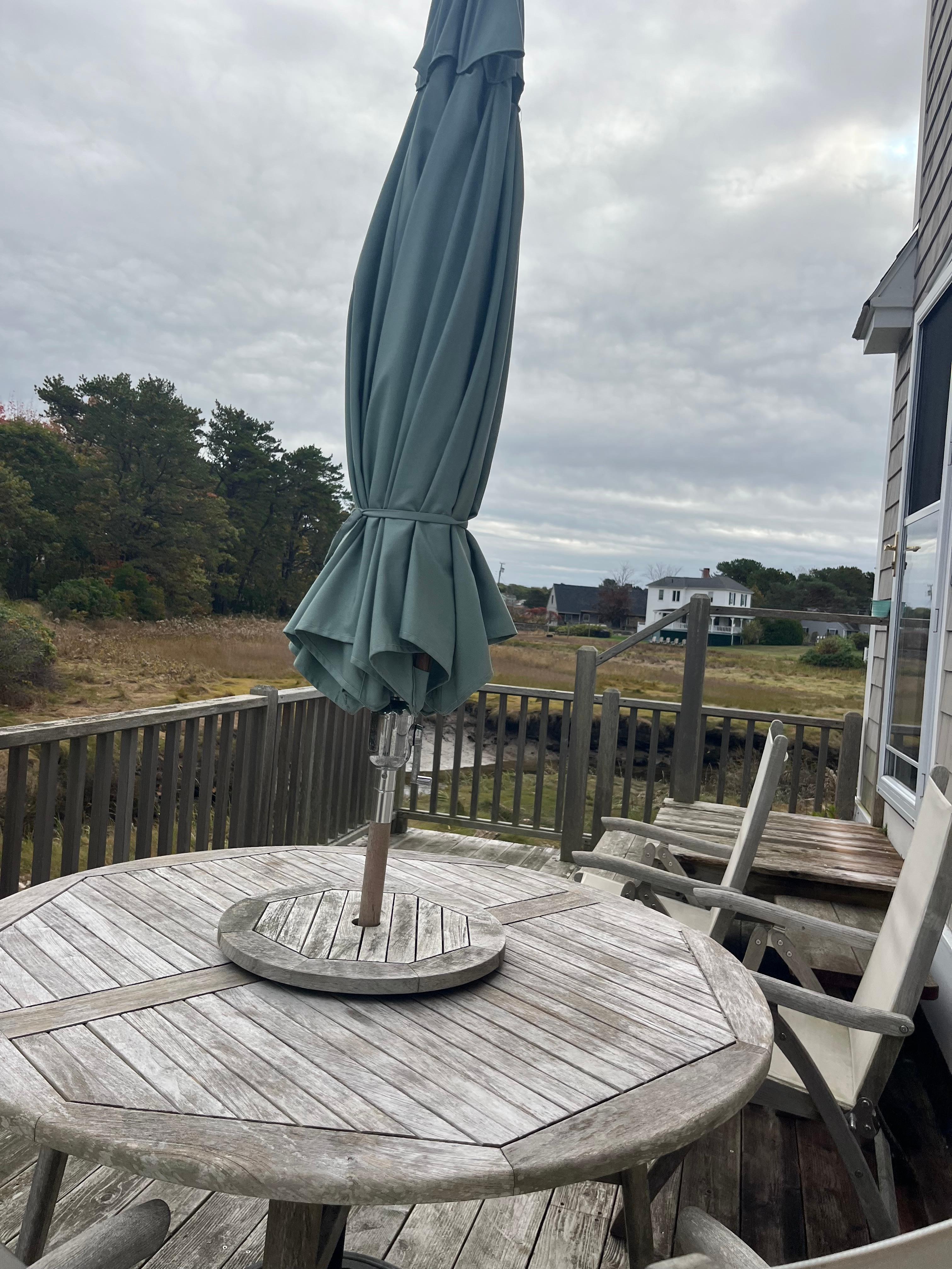 One of outdoor decks over looking tidal river. 