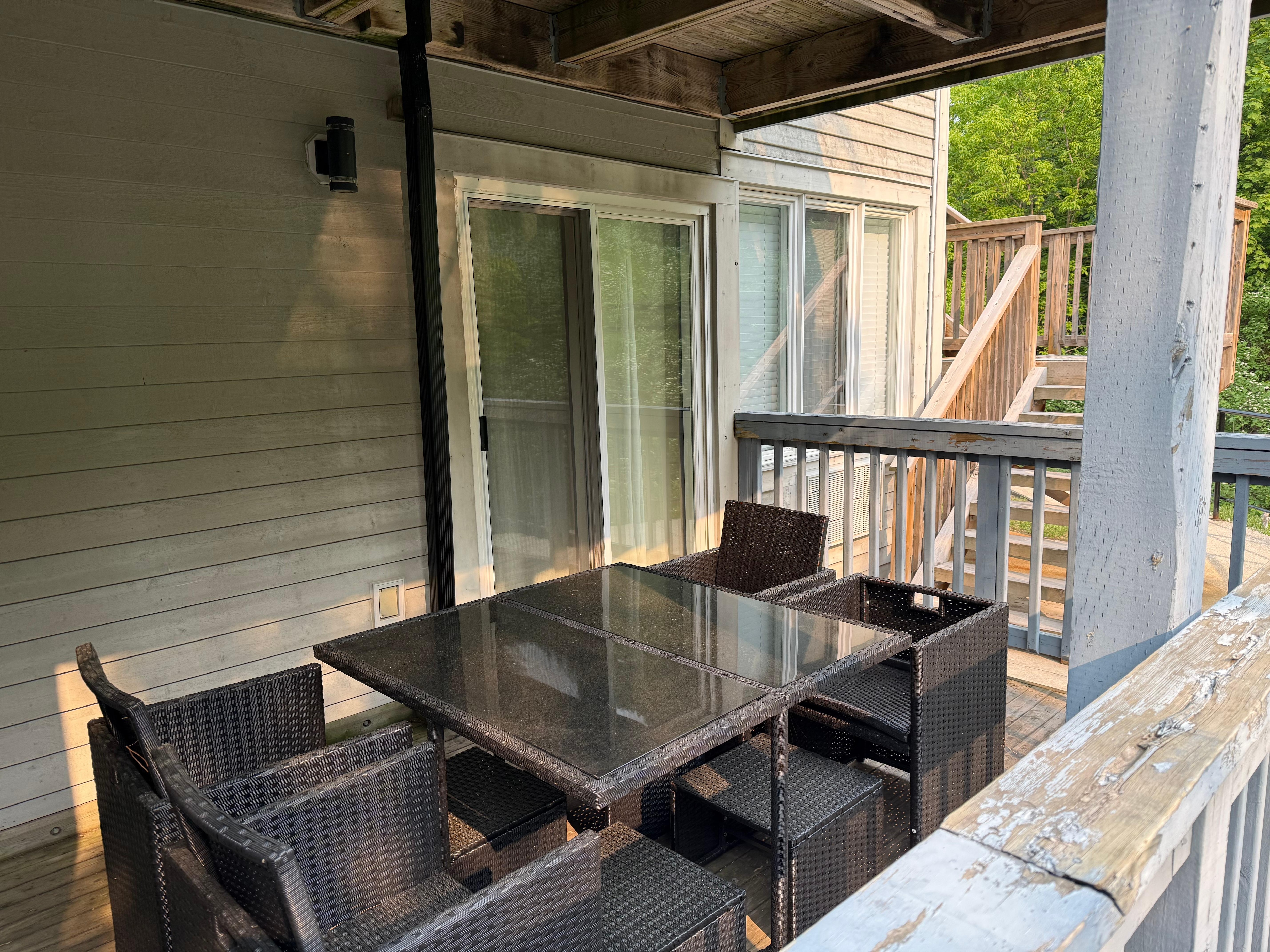 Great Patio with sounds of a babbling brook right next to it! So peaceful!