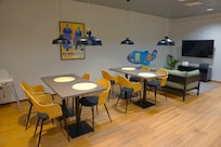The shared living room of Hiisi Hotel