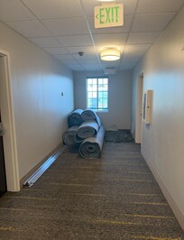 Hallway in the hotel full of items