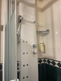The shower was so small that you could not even turn