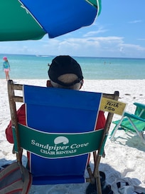 Beach chair set up.