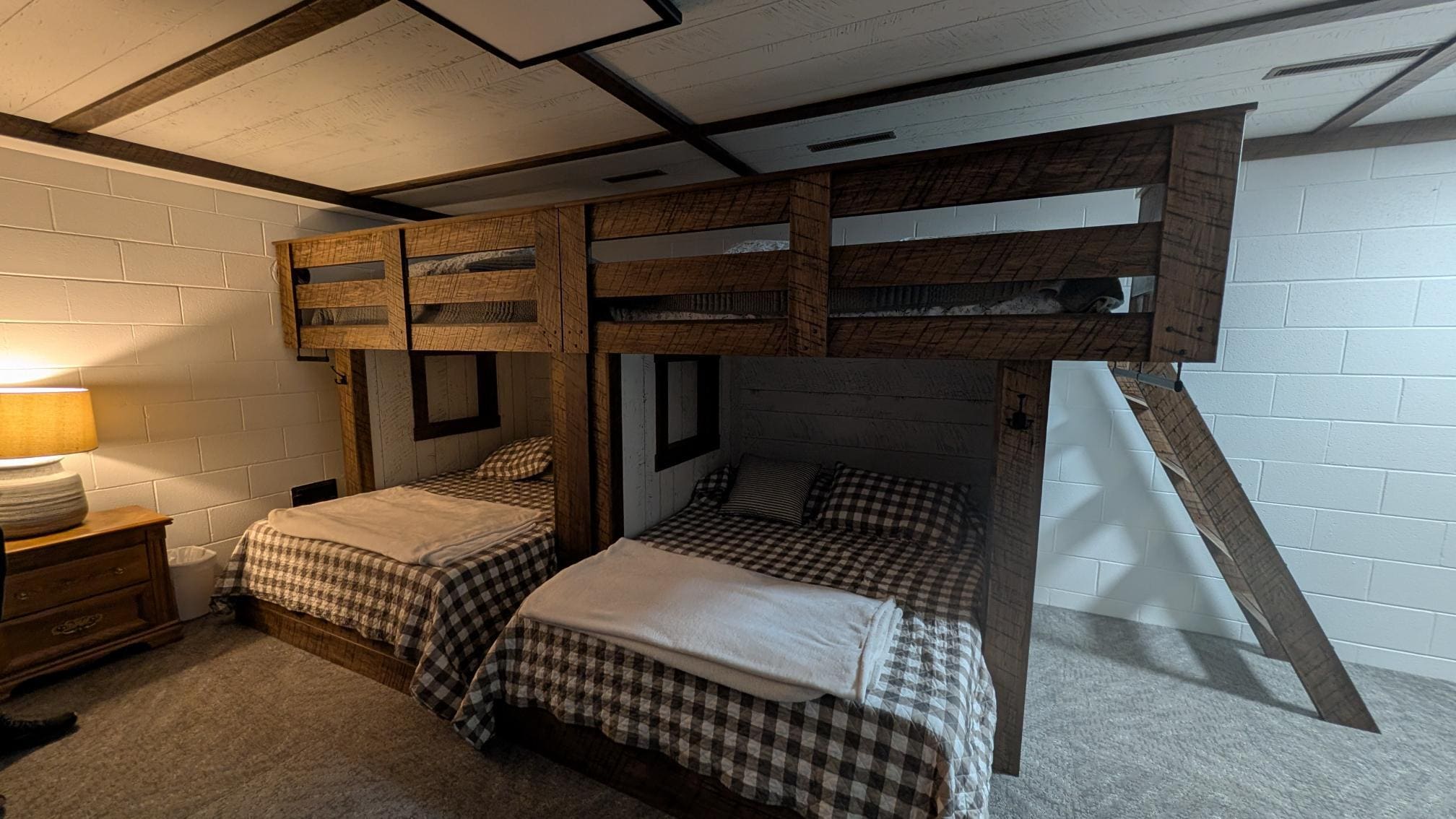 Bunk beds in the lower level/ walk out basement. Very sturdy and the kids loved it!