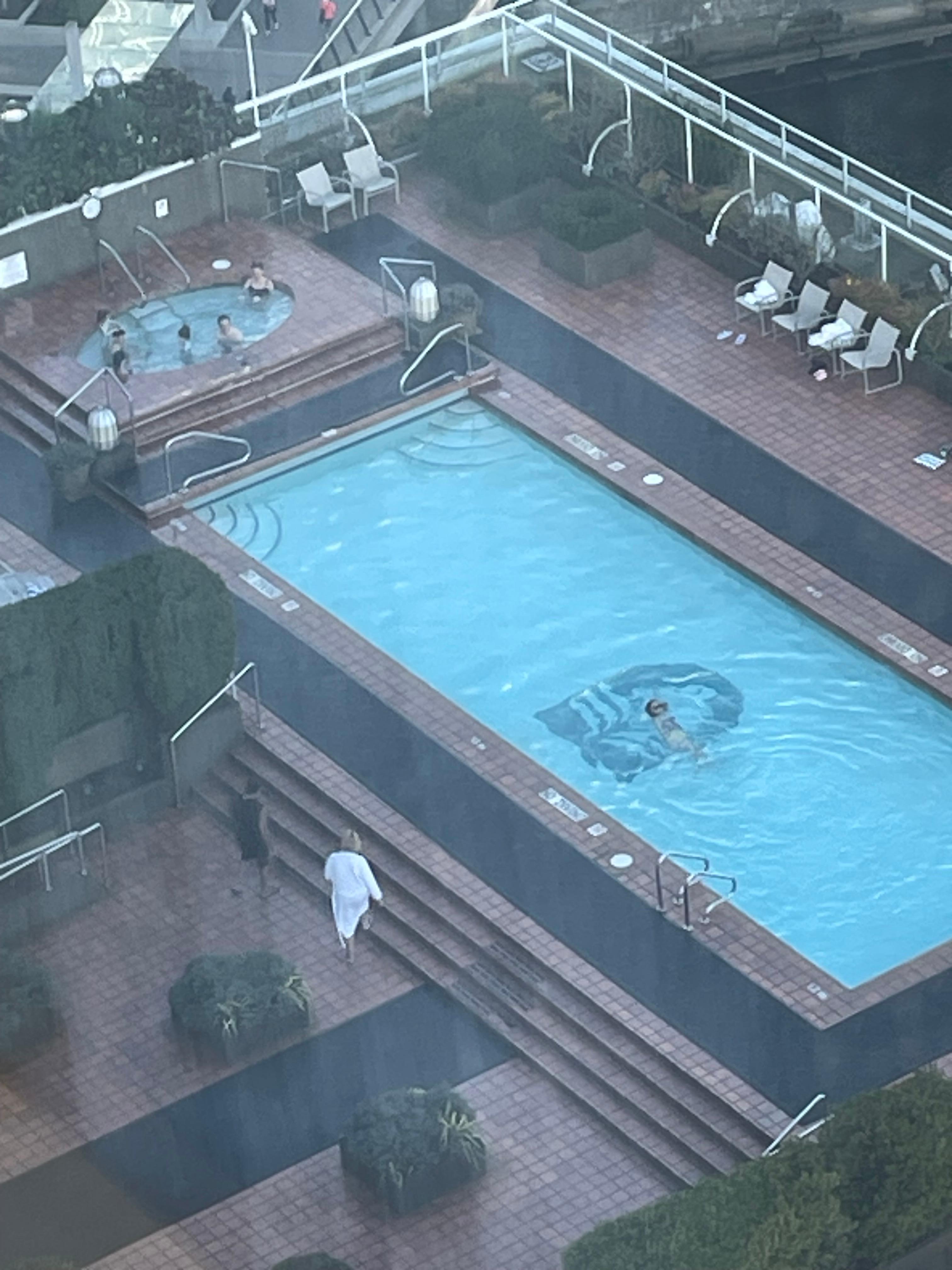 The outdoor heated pool