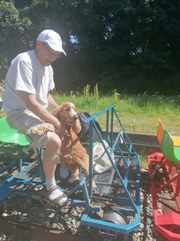 Sur le velorail, avec le coker