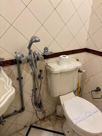 The bathroom did have a separate shower compartiment. Also, this room needed to be accessed through the balcony.