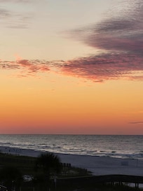 View of sunrise from balcony.