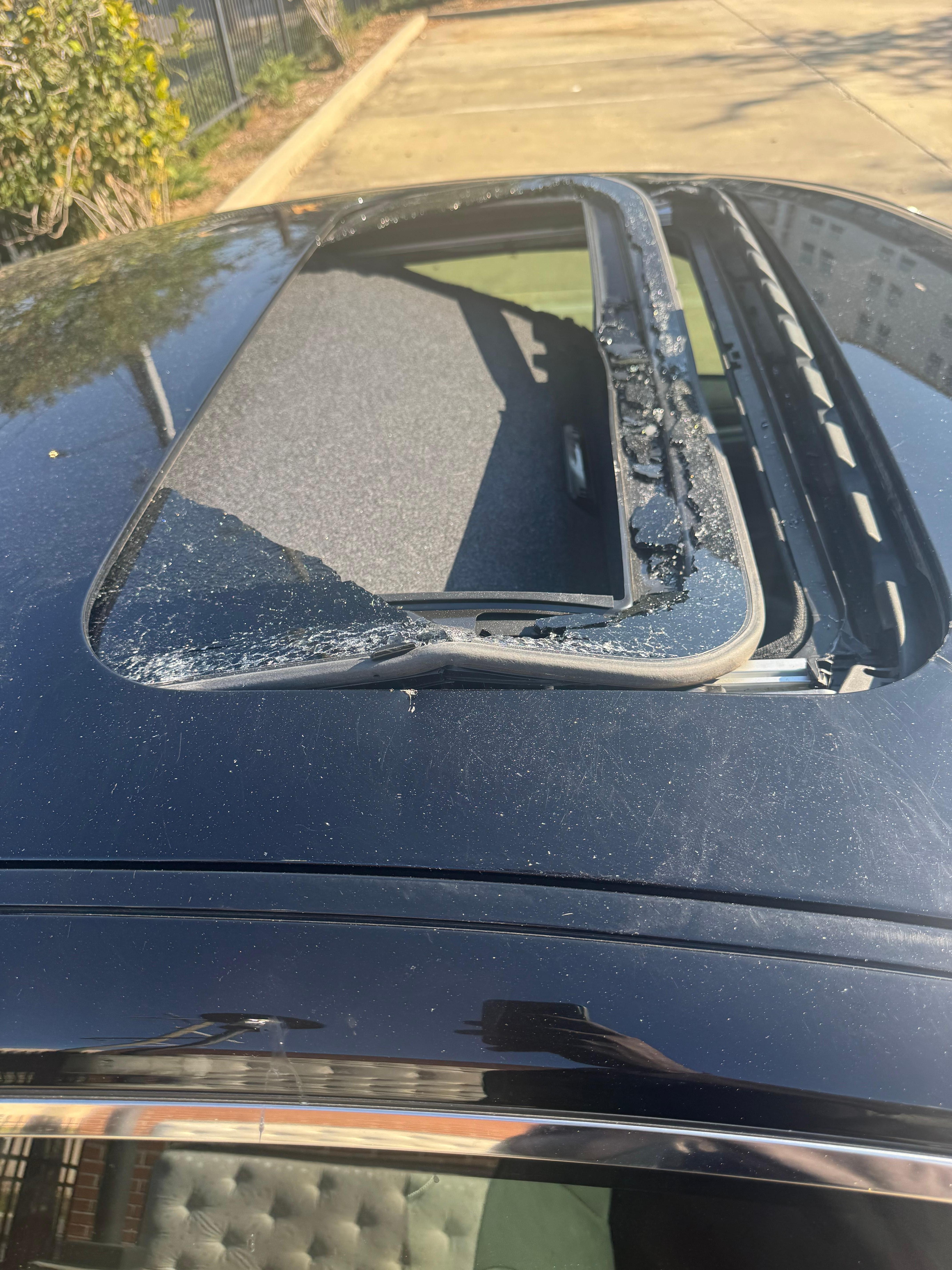 Broken sunroof damage 